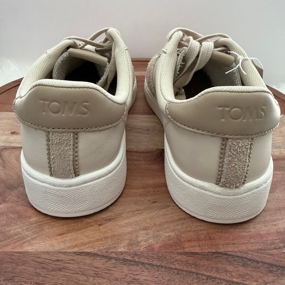 TOMS Men Trvl Lite Court Beige Leather Shaggy Suede Sneakers Size 7.5 - Picture 4 of 13